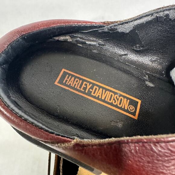 In Box Harley Davidson Size 7 Burgundy Leather Paulo Twin Zip Slide Flat Loafer - Picture 5 of 9